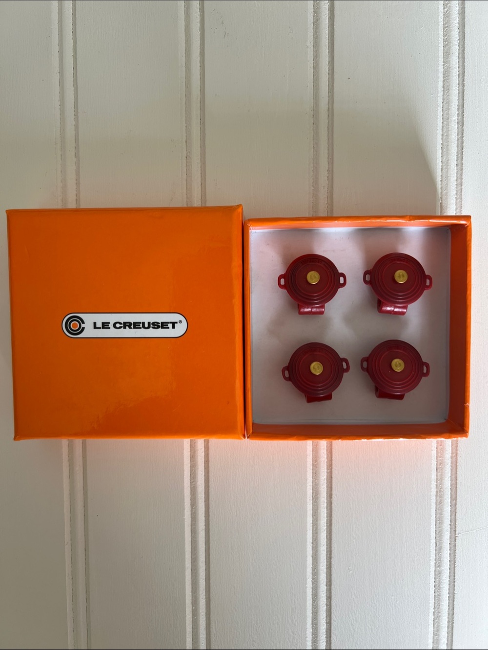 Le Creuset Red Mini Cocotte Plastic Pin Lid Bumpers Set of 4